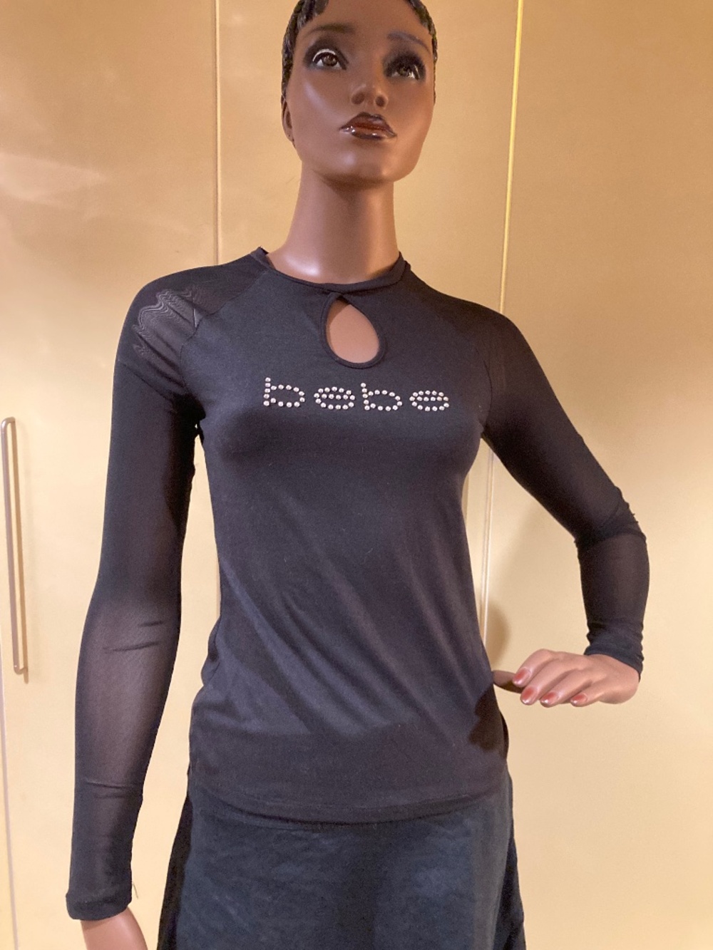 Black Long-Sleeved bebe T, Size S